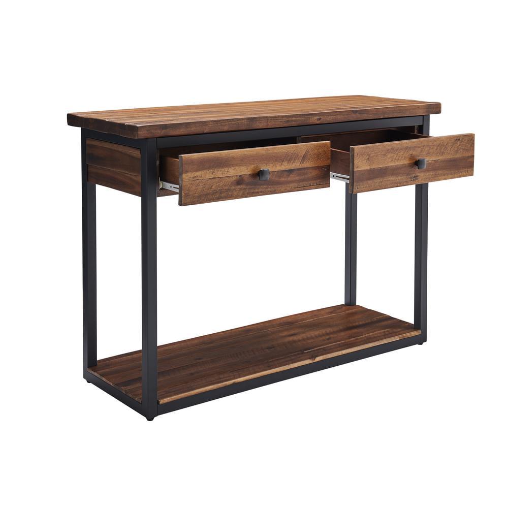 Alaterre Furniture Claremont 43"L Rustic Solid Acacia Wood Console Table with Two Drawers and Low Shelf - Image 25