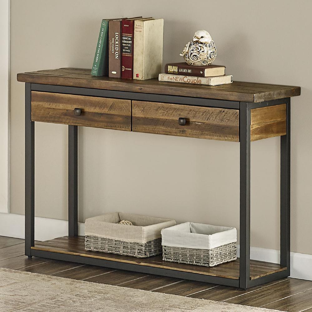 Alaterre Furniture Claremont 43"L Rustic Solid Acacia Wood Console Table with Two Drawers and Low Shelf - Image 22