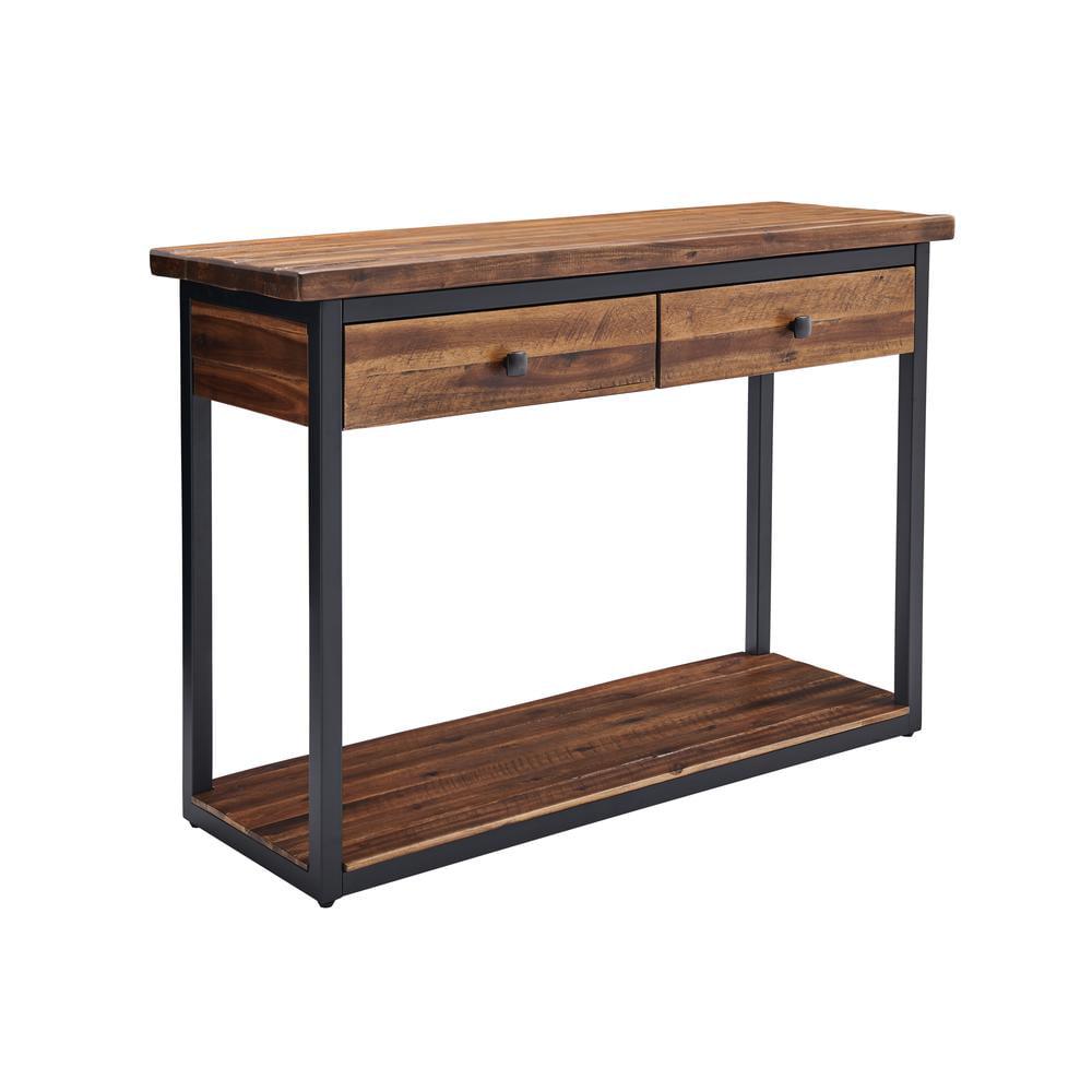 Alaterre Furniture Claremont 43"L Rustic Solid Acacia Wood Console Table with Two Drawers and Low Shelf - Image 23