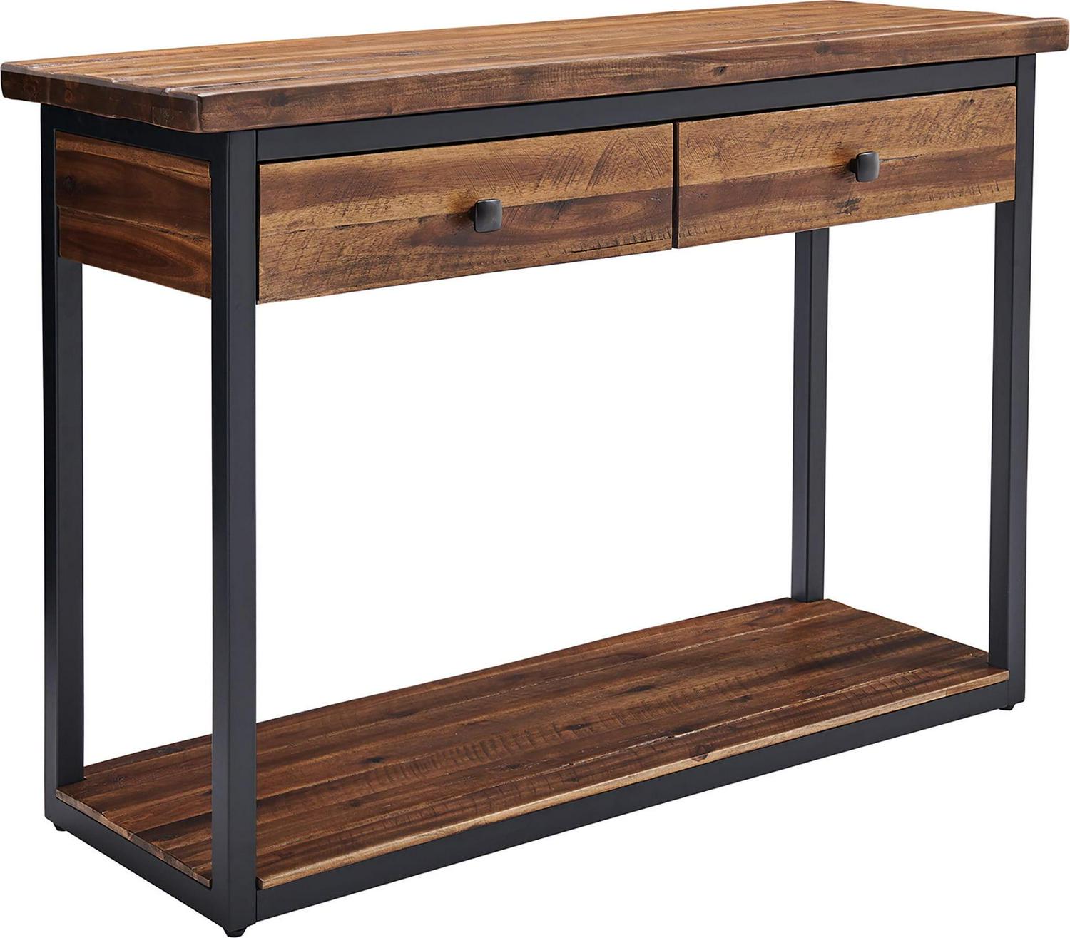 Alaterre Furniture Claremont 43"L Rustic Solid Acacia Wood Console Table with Two Drawers and Low Shelf