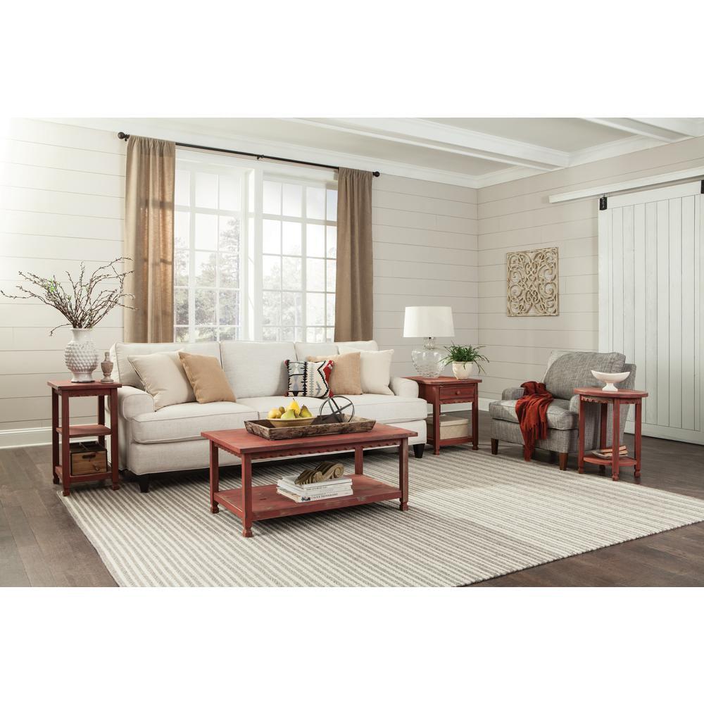 Alaterre Country Cottage 2 Shelf End Table, Rustic Farmhouse Side Table, Red Antique Finish - Image 2