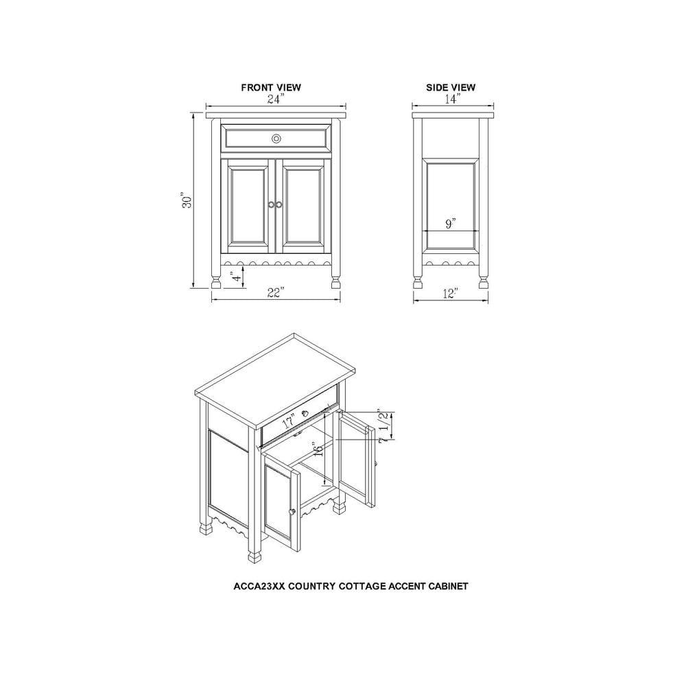 Alaterre Furniture Country Cottage Accent Cabinet, Antique Farmhouse Style Shelf and Square Turned Legs, Pine/Acacia Hardwood for Living Room, Red - Image 4