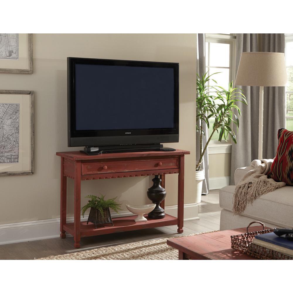 Alaterre Furniture Country Cottage Media/Console Table, Red Antique Finish - Image 2