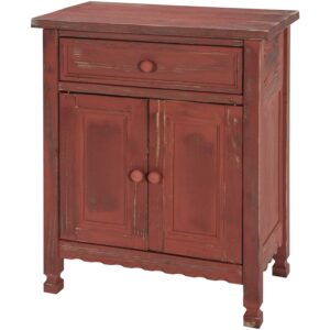 Alaterre Furniture Country Cottage Accent Cabinet, Antique Farmhouse Style Shelf and Square Turned Legs, Pine/Acacia Hardwood for Living Room, Red