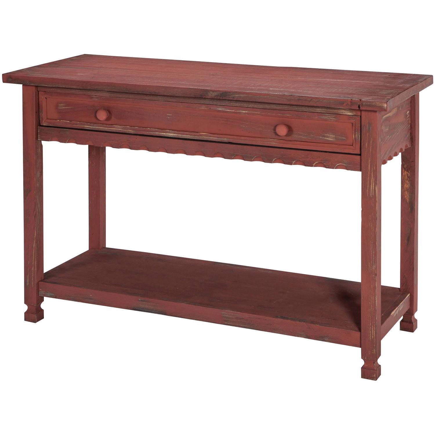 Alaterre Furniture Country Cottage Media/Console Table, Red Antique Finish