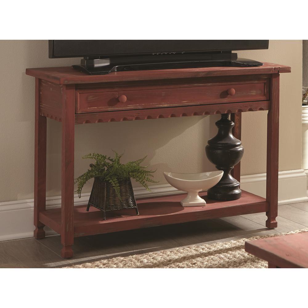 Alaterre Furniture Country Cottage Media/Console Table, Red Antique Finish - Image 6