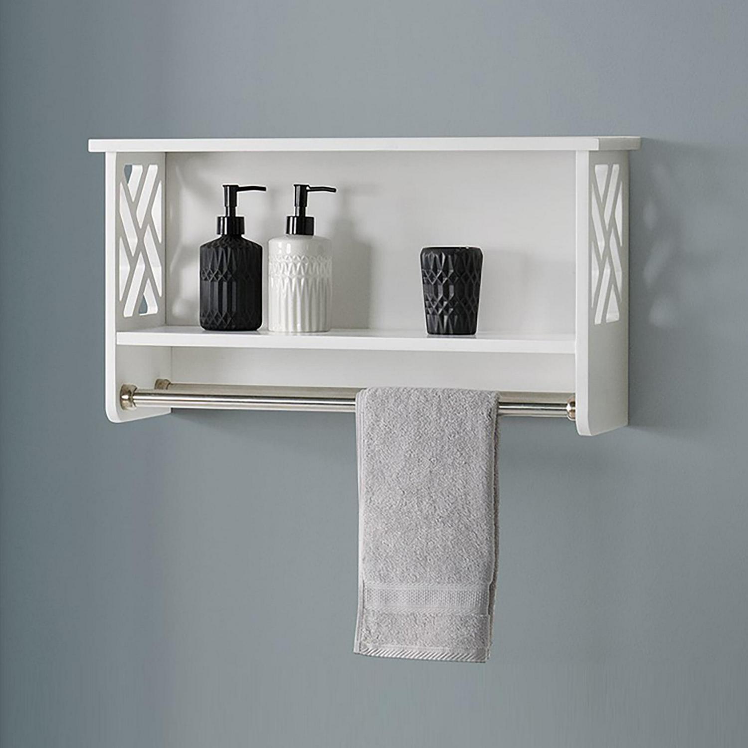 Alaterre Coventry 25"W x 14"H Bath Shelf with Two Towel Rods - Image 2