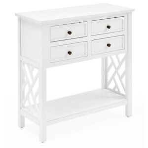 Alaterre Furniture Coventry 32 in. Wood Entryway or Console Table with Drawers and Shelf, Modern Open-Side Design, Versatile for Living Room, Entryway and Kitchen, White