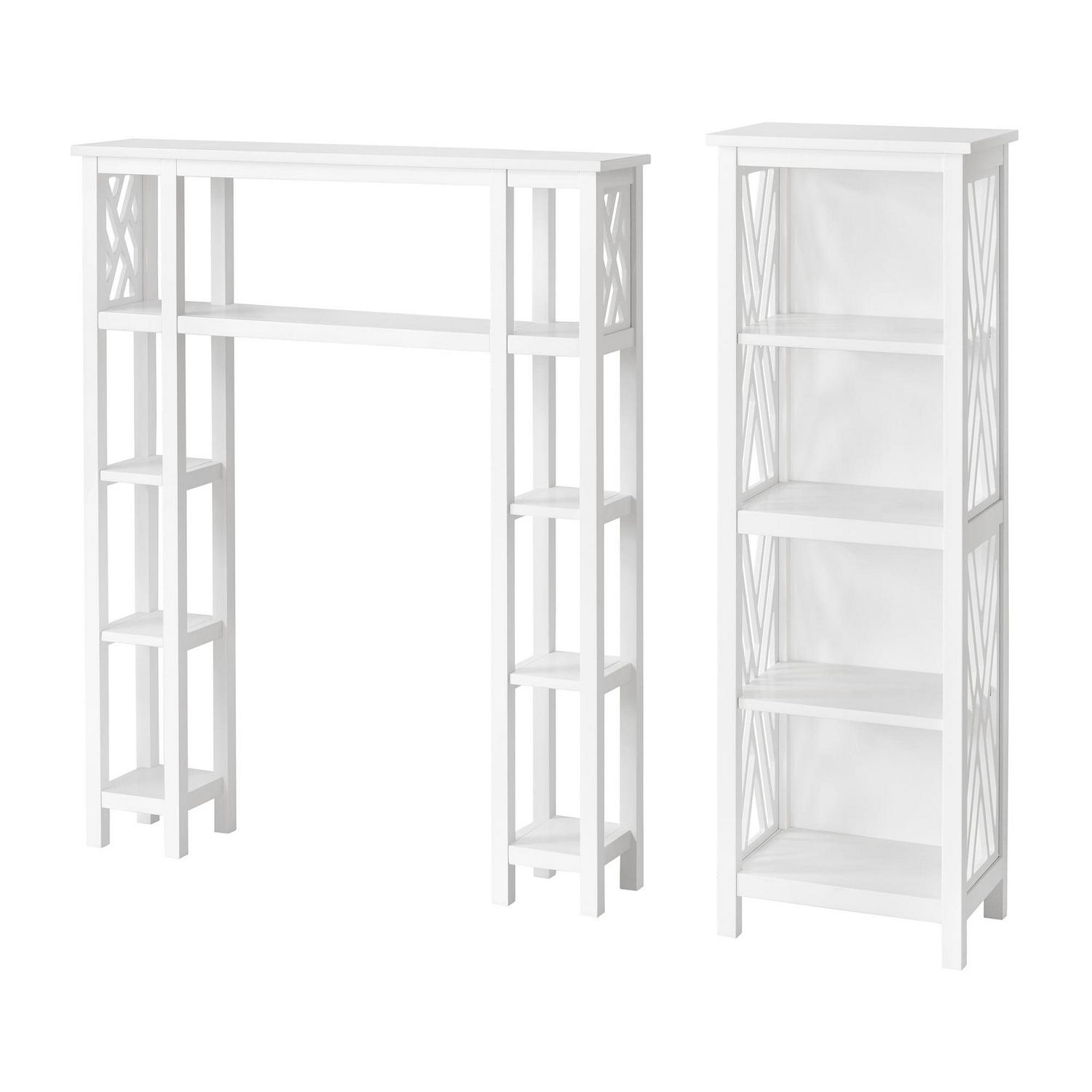 Alaterre Coventry Over Toilet Open Shelving Unit with Left and Right Side Shelves, Bath Tall Storage Shelf