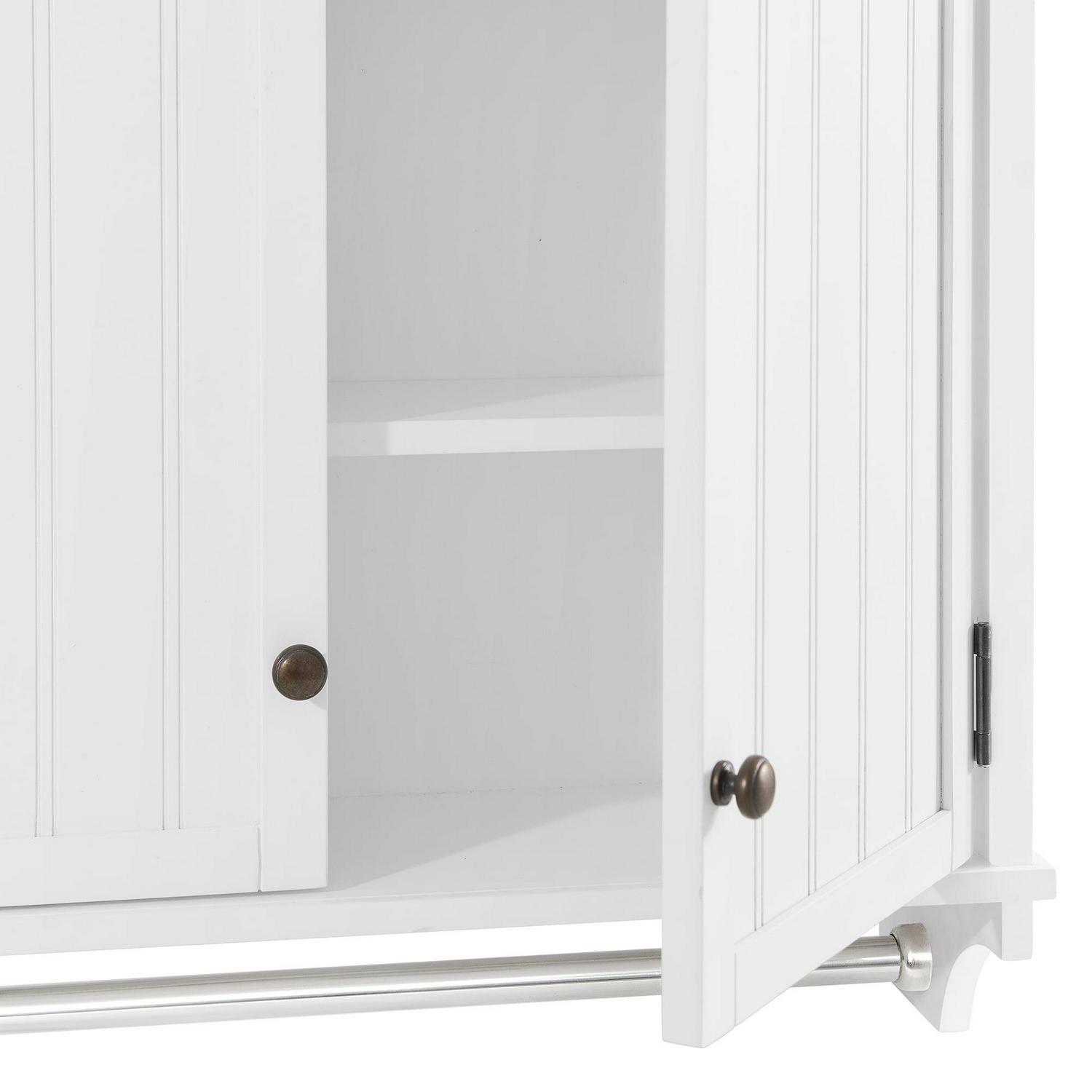 Alaterre Dover 27"W x 29"H Wall Mounted Bathroom Storage Cabinet with 2 Doors and Towel Rod - Image 4
