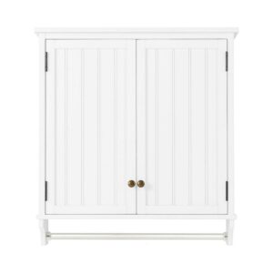 Alaterre Dover 27"W x 29"H Wall Mounted Bathroom Storage Cabinet with 2 Doors and Towel Rod