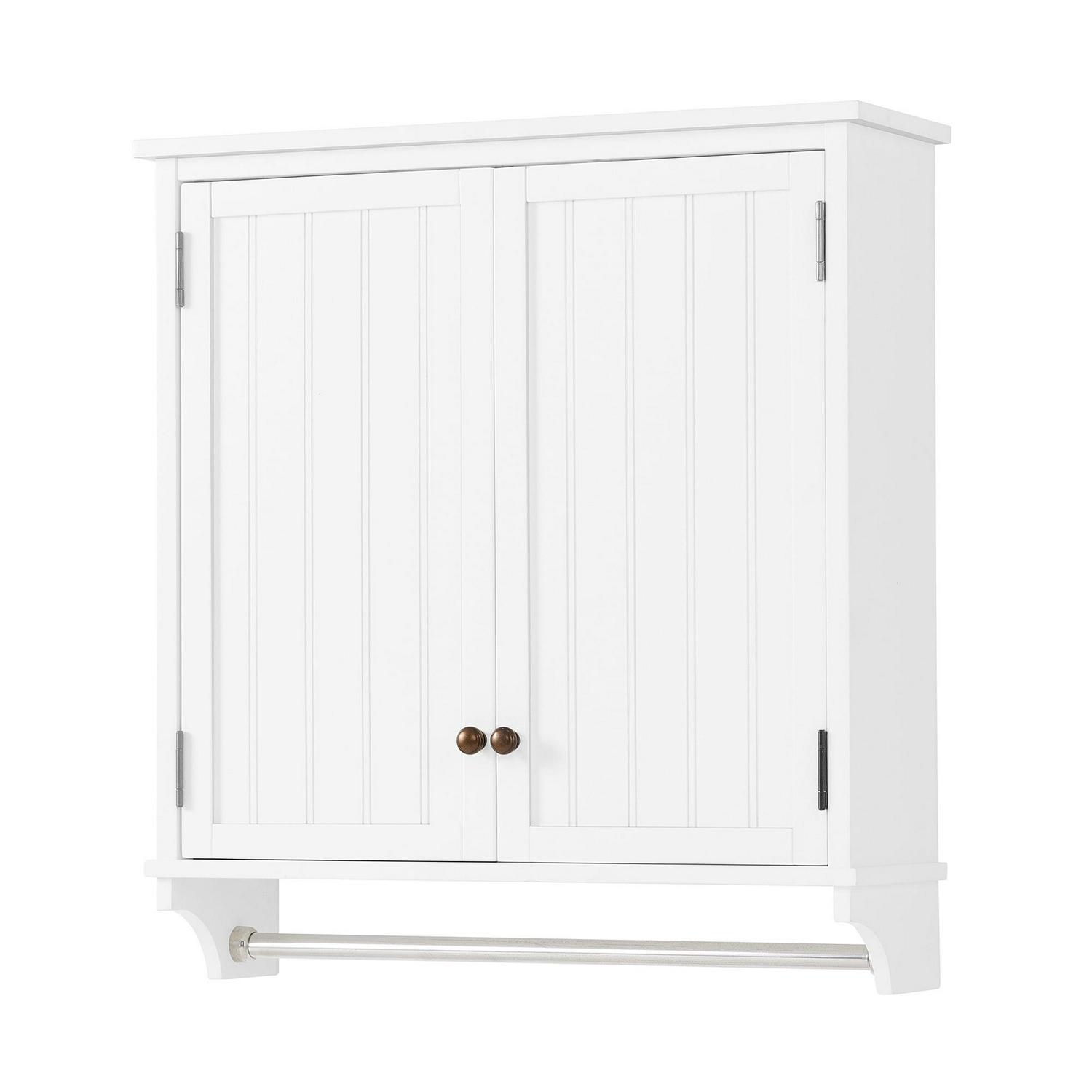 Alaterre Dover 27"W x 29"H Wall Mounted Bathroom Storage Cabinet with 2 Doors and Towel Rod - Image 3