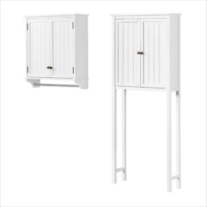 Alaterre Dover Over Toilet Hutch with 2 Doors, Wall Mounted Bathroom Storage Cabinet with 2 Doors and Towel Rod