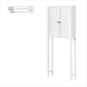 Alaterre Dover Over Toilet Hutch with 2 Doors, Bathroom Shelf with 2 Towel Rods.