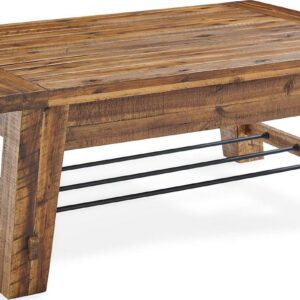 Alaterre Furniture Durango 48 in. Industrial Wood Storage Coffee Table, 250 lb Capacity, Acacia Solid Wood Finish, Farmhouse Rustic Accent for Living Room