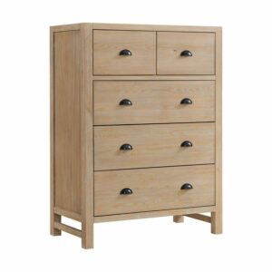 Alaterre Furniture Arden 5-Drawer Solid Acacia Hardwood Chest Dresser, with Full-Extension Metal Glides and Whisper-Close System