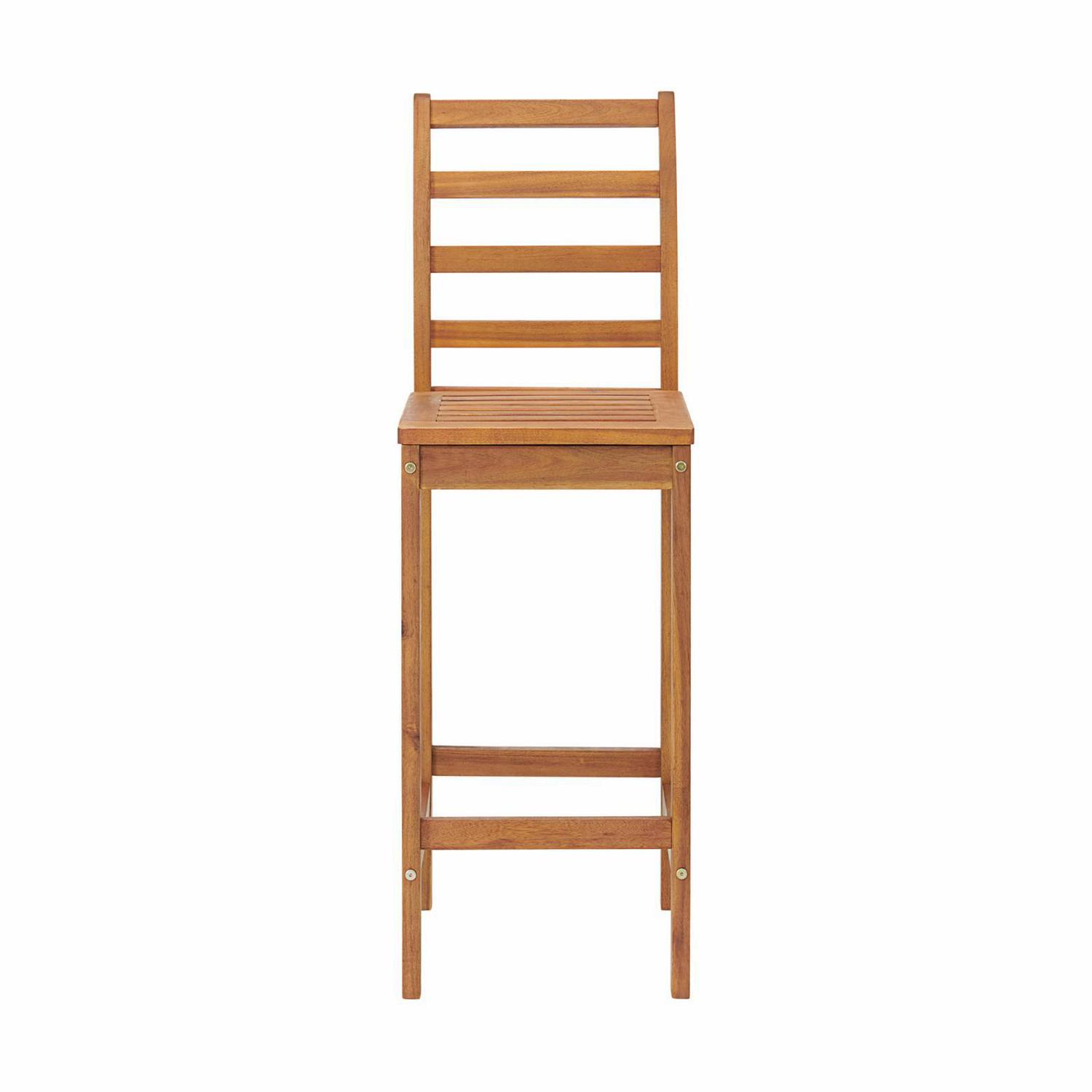 Alaterre Furniture Brandon Acacia Wood Outdoor Bar Height Bistro Set - Set of 3, Natural - Image 2