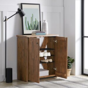 Alaterre Furniture Bethel Acacia Wood 31"W Shoe Cubbie Cabinet, Natural
