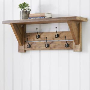 Alaterre Furniture Bethel Acacia Wood 40"W Coat Hook with Shelf, Natural
