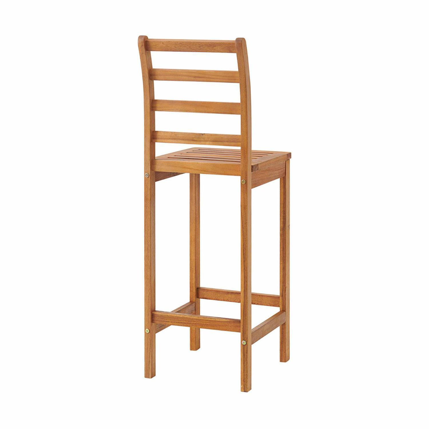 Alaterre Furniture Brandon Acacia Wood Outdoor Bar Height Bistro Set - Set of 3, Natural - Image 4