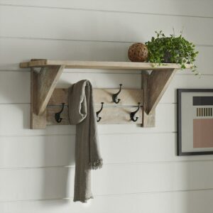 Alaterre Furniture Castleton Mango Wood 40"W Coat Hook with Shelf, Driftwood