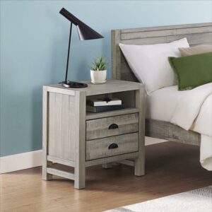 Alaterre Furniture Windsor 2-Drawer Wood Nightstand, Driftwood Gray