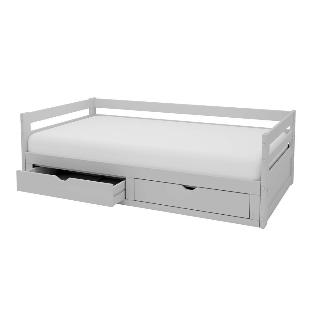 Alaterre Jasper Twin to King Extending Day Bed with Storage Drawers, Dove Gray - Image 18