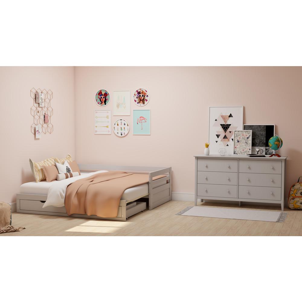 Alaterre Jasper Twin to King Extending Day Bed with Storage Drawers, Dove Gray - Image 16