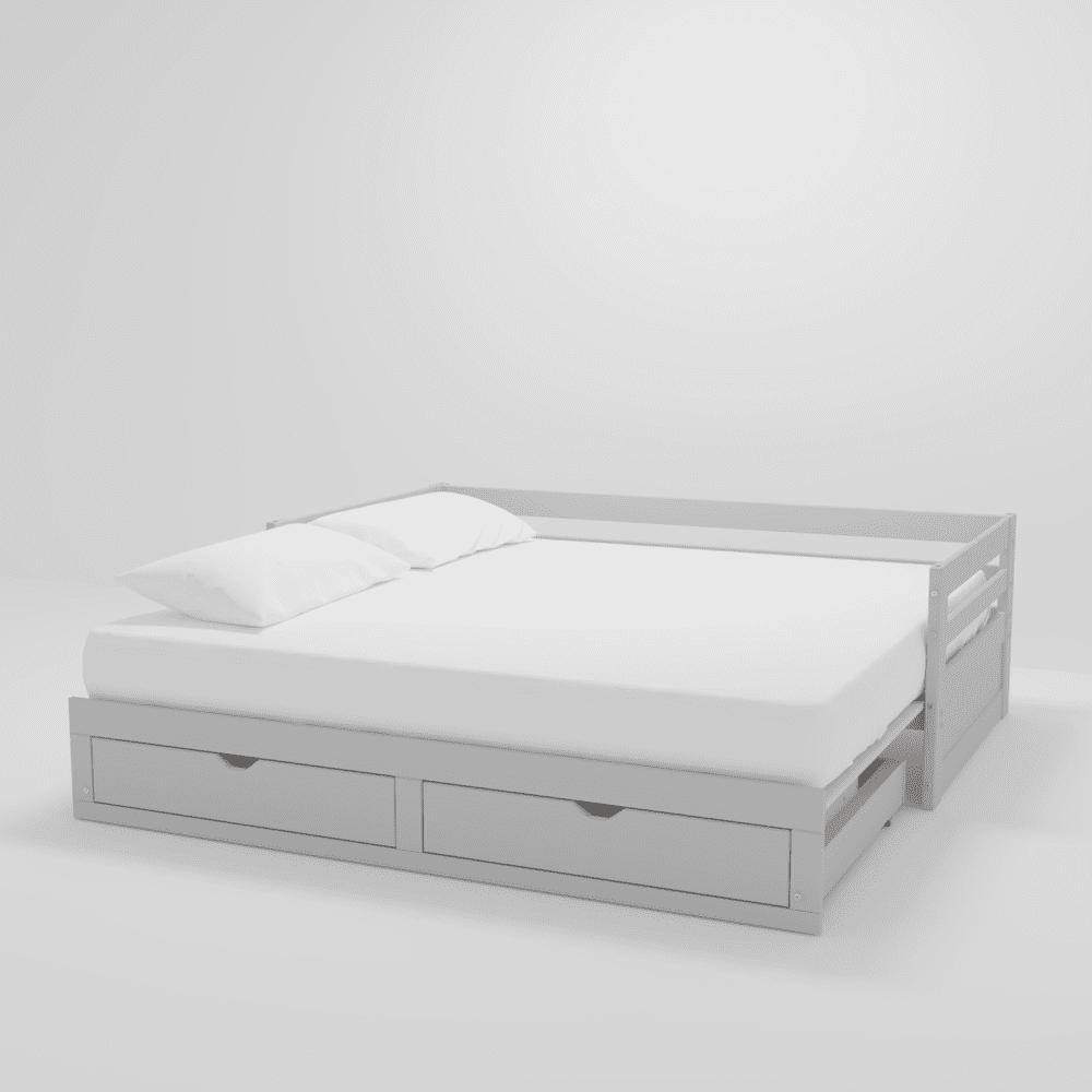 Alaterre Jasper Twin to King Extending Day Bed with Storage Drawers, Dove Gray - Image 4