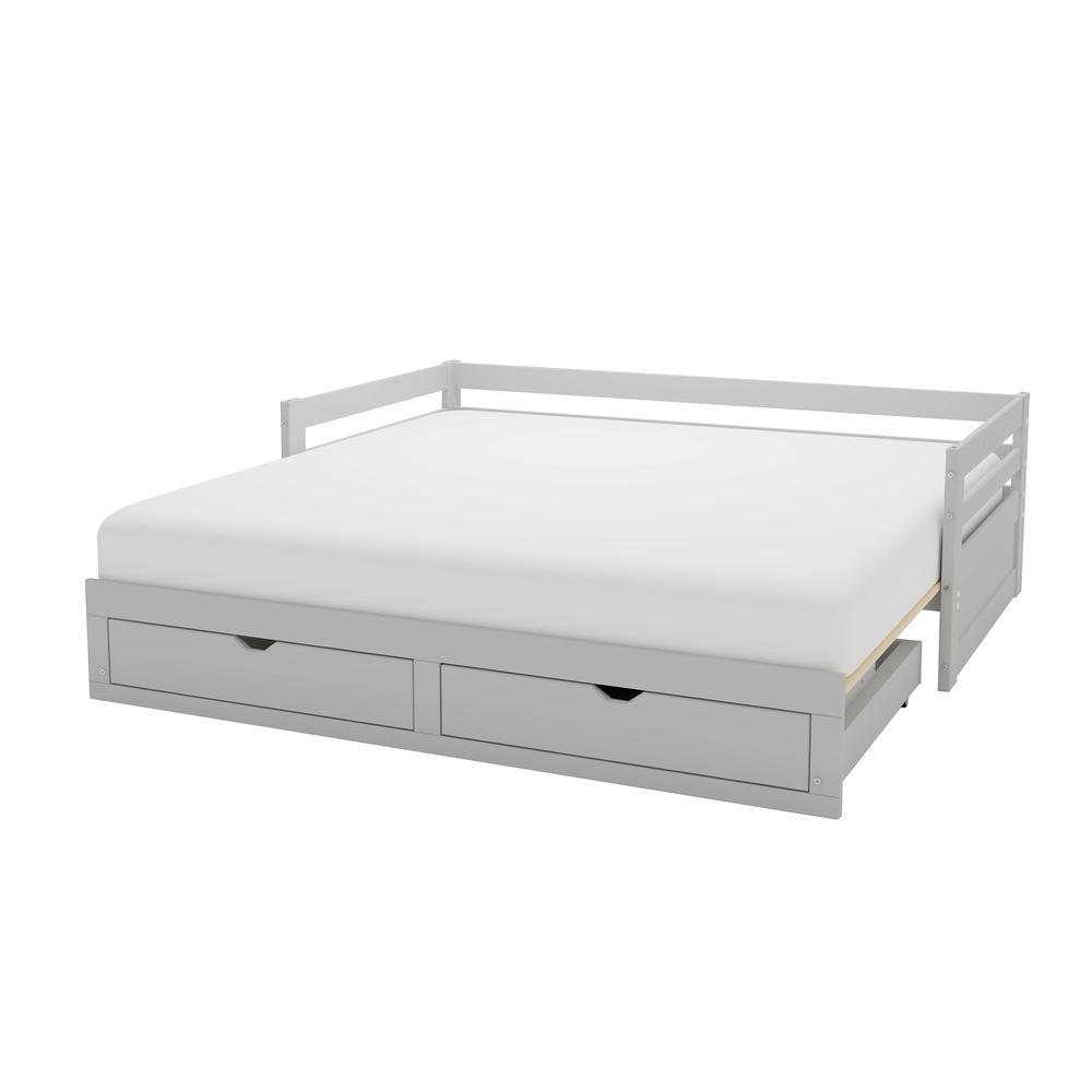 Alaterre Jasper Twin to King Extending Day Bed with Storage Drawers, Dove Gray - Image 12