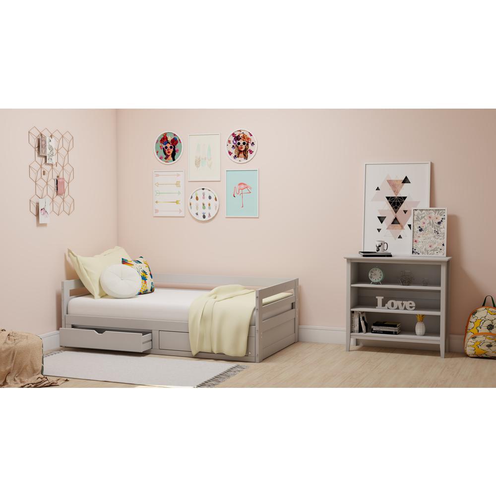 Alaterre Jasper Twin to King Extending Day Bed with Storage Drawers, Dove Gray - Image 2