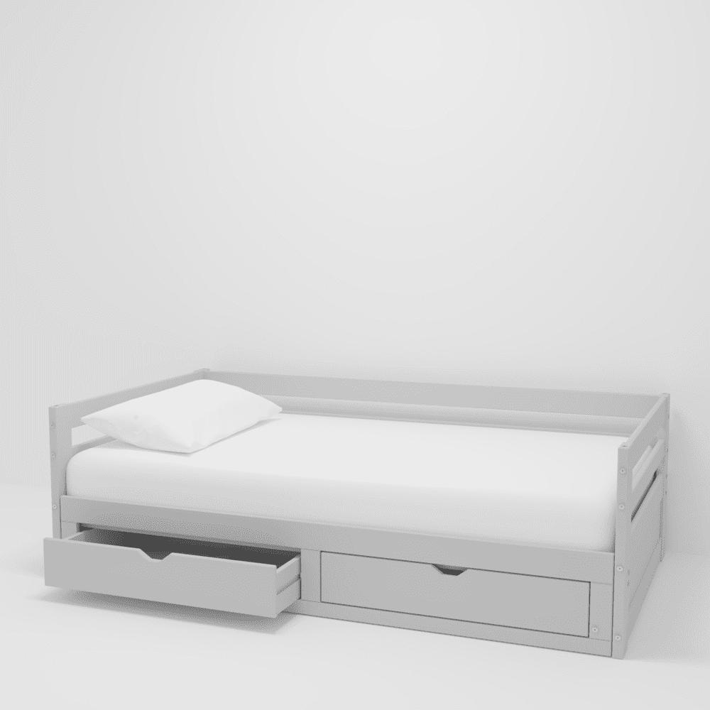 Alaterre Jasper Twin to King Extending Day Bed with Storage Drawers, Dove Gray - Image 14