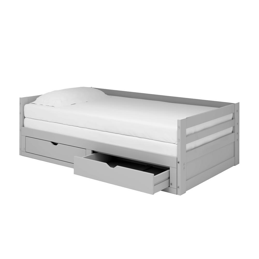 Alaterre Jasper Twin to King Extending Day Bed with Storage Drawers, Dove Gray - Image 19