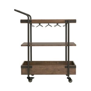 Alaterre Kyra 32"L Oak and Metal Bar Cart