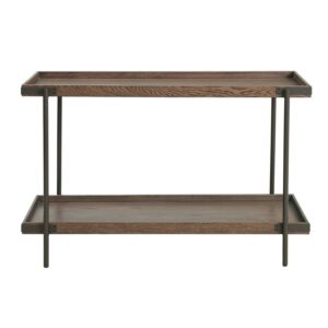 Alaterre Furniture Kyra 48"L Oak and Metal Sofa/TV Console Table with Shelf