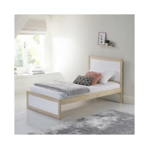 Alaterre MOD Pine Slat Bed, Twin, White/Brown