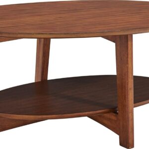 Alaterre Furniture Monterey 48"L Oval Mid-Century Modern Wood Coffee Table, Warm Chestnut