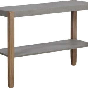 Alaterre Newport 40"L Faux Concrete and Wood Sofa/TV Console Table with Shelf, Light Amber