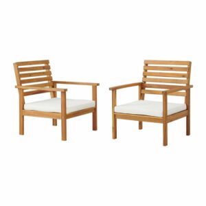 Alaterre Furniture Orwell Outdoor Acacia Wood Chairs with Cushions/Set of 2