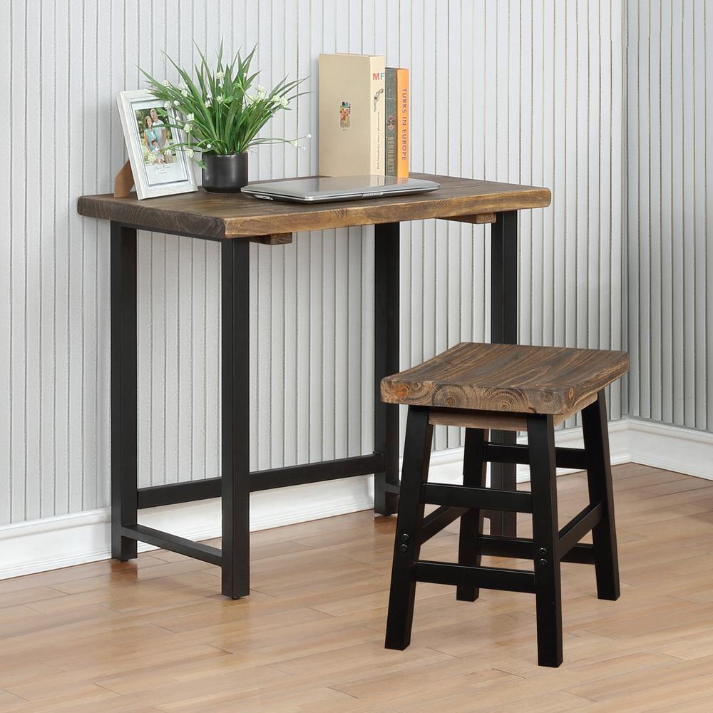 Alaterre Furniture Pomona 32 in. Compact Writing Desk with Solid Wood Top and Metal Frame – Rustic Industrial Style Small Home Office Desk, Natural - Image 17