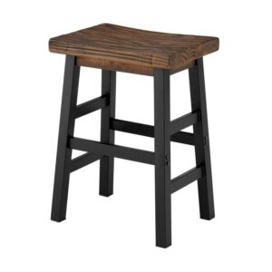 Alaterre Furniture 26 in. Solid Wood Counter Height Stool with Metal Legs, Natural Finish, Industrial-Style Coffee/Kitchen Seating Accent Furniture