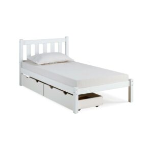Alaterre Poppy Twin Bed with Storage Drawers, White