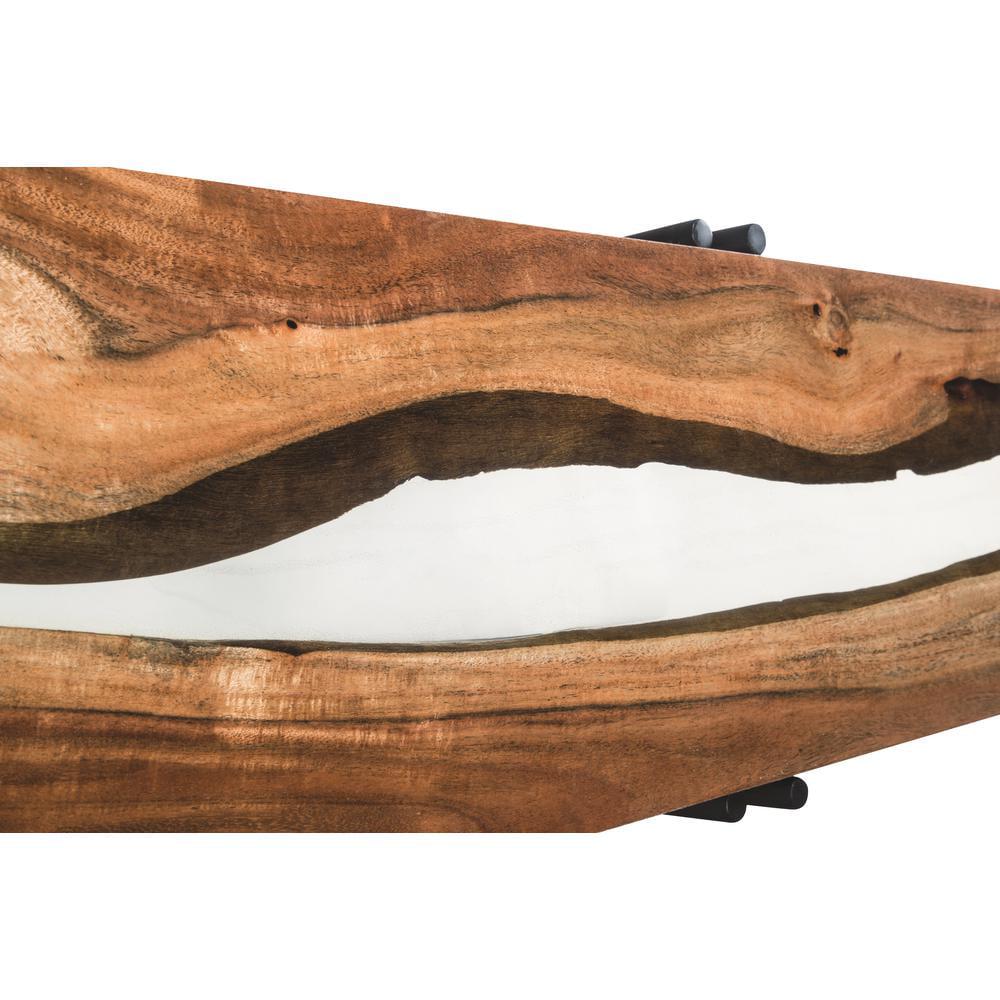 Alaterre Rivers Edge 36" Acacia Wood and Acrylic Narrow Console/Entryway Table, Brown - Image 9