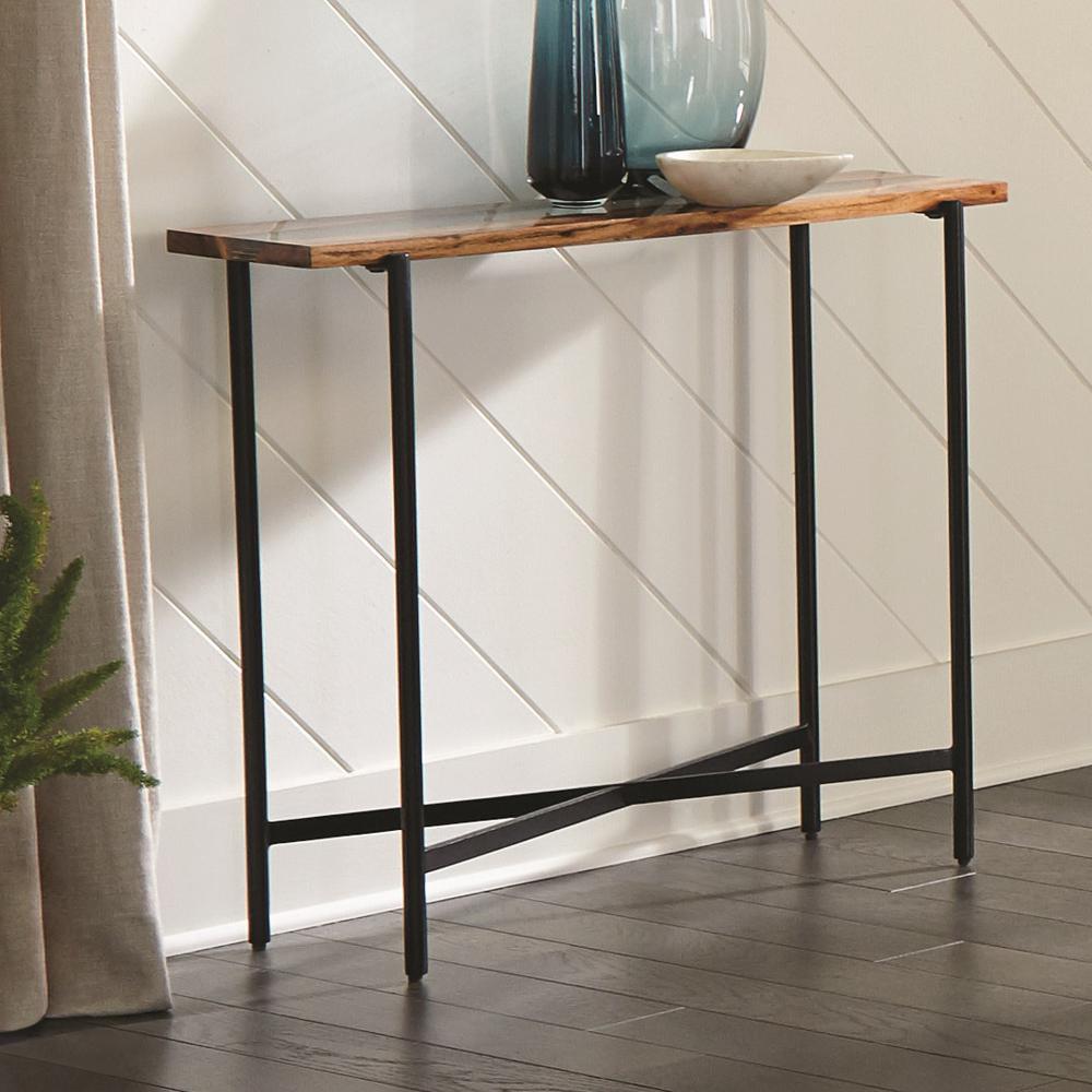 Alaterre Rivers Edge 36" Acacia Wood and Acrylic Narrow Console/Entryway Table, Brown - Image 16