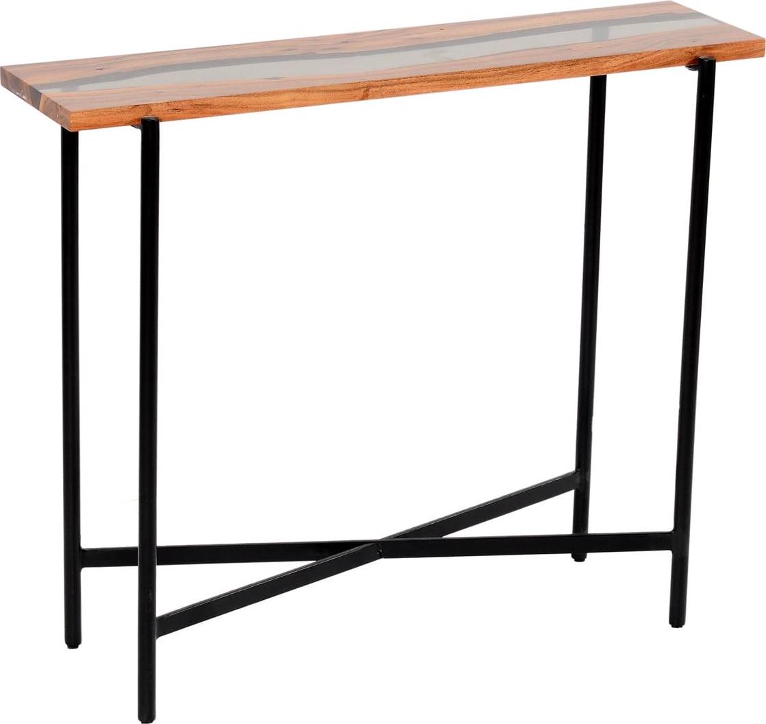 Alaterre Rivers Edge 36" Acacia Wood and Acrylic Narrow Console/Entryway Table, Brown