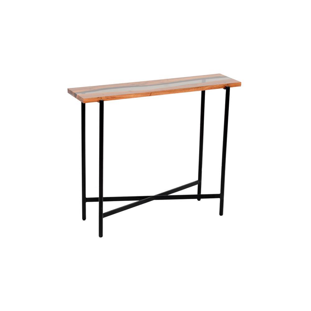 Alaterre Rivers Edge 36" Acacia Wood and Acrylic Narrow Console/Entryway Table, Brown - Image 18