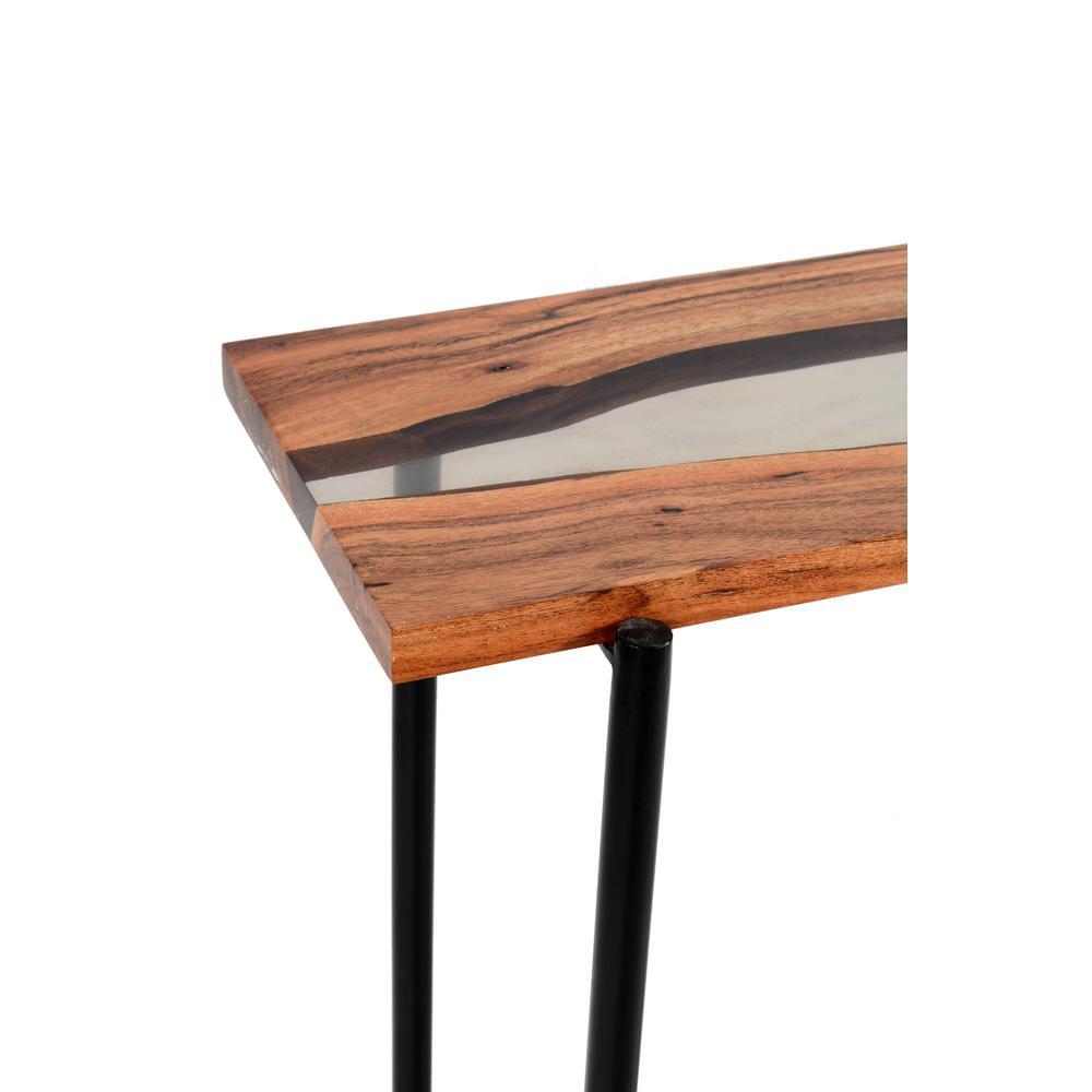 Alaterre Rivers Edge 36" Acacia Wood and Acrylic Narrow Console/Entryway Table, Brown - Image 22
