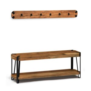 Alaterre Ryegate Natural 48" Bench with Coat Hook Set