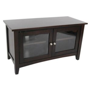 Alaterre Furniture Shaker Cottage 36" TV Stand, Storage Glass Cabinet, Accent Living Room Furniture, Black