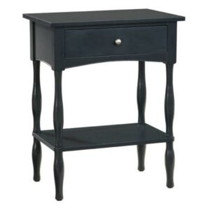 Alaterre Furniture Shaker Cottage End Table with Drawer and Shelf, Painted Accent Furniture, Charcoal Gray